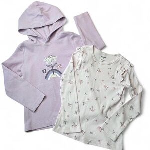 Girls' Lavender Hoodie and Floral Long Sleeve Set